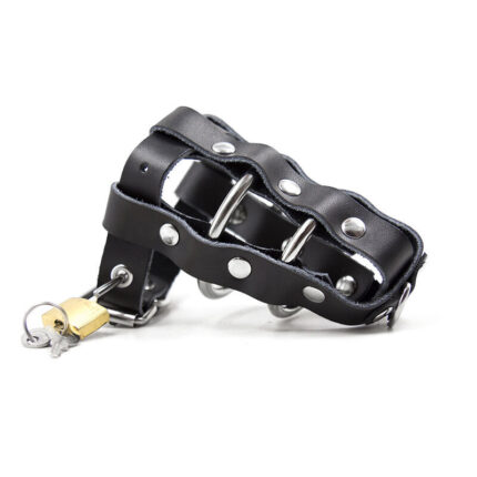 OHMAMA FETISH - FUNDA PIEL CON ANILLAS METALICAS Y CANDADO - CandyHot - Foto 2
