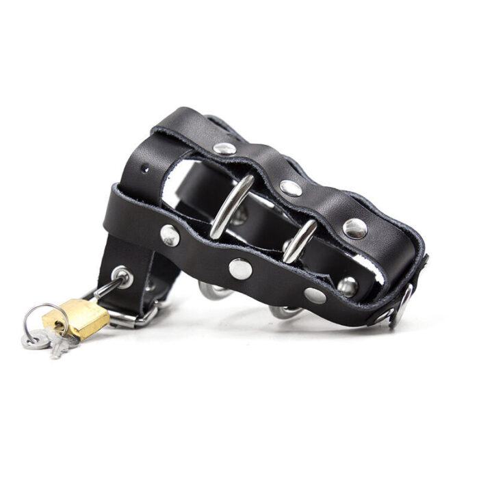 OHMAMA FETISH - FUNDA PIEL CON ANILLAS METALICAS Y CANDADO - CandyHot - Foto 2