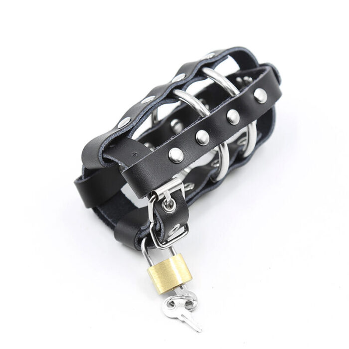 OHMAMA FETISH - FUNDA PIEL CON ANILLAS METALICAS Y CANDADO - CandyHot - Foto 3