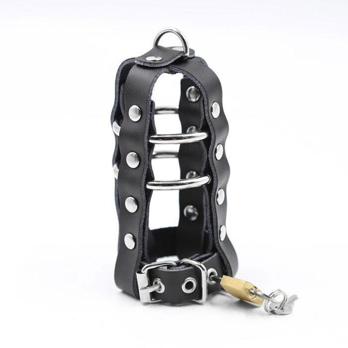 OHMAMA FETISH - FUNDA PIEL CON ANILLAS METALICAS Y CANDADO - CandyHot - Foto 4