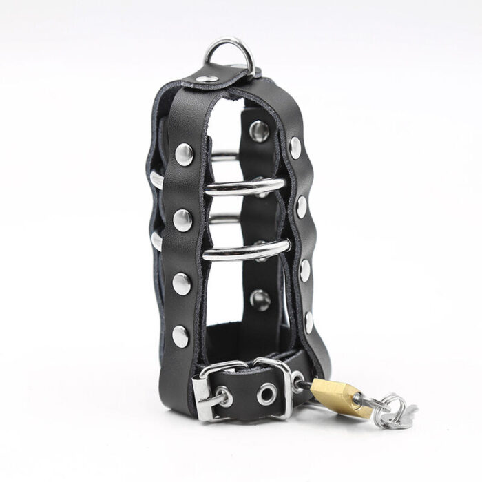 OHMAMA FETISH - FUNDA PIEL CON ANILLAS METALICAS Y CANDADO - CandyHot - Foto 5