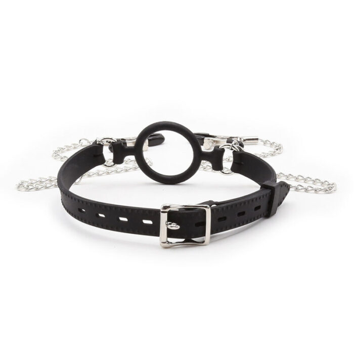 OHMAMA FETISH - MORDAZA DE ANILLA CON CADENAS Y PINZAS PEZONES - CandyHot - Foto 3