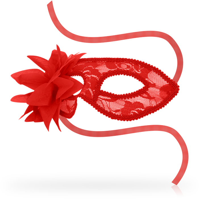 OHMAMA - MASKS ANTIFAZ CON ENCAJES Y FLOR ROJO - CandyHot - Foto 2