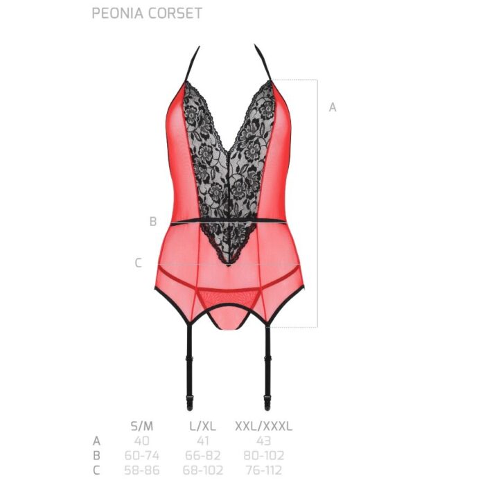 PASSION - PEONIA CORSET EROTIC LINE ROJO L/XL - CandyHot - Foto 6
