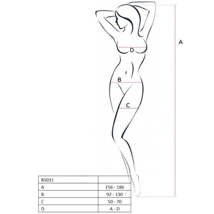 PASSION - WOMAN BS031 BODYSTOCKING BLANCO TALLA ÚNICA - CandyHot - Foto 2