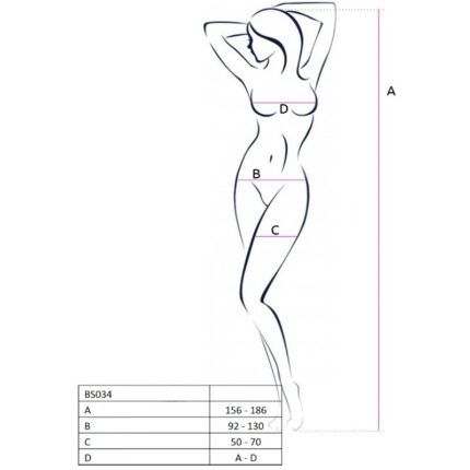PASSION - WOMAN BS034 BODYSTOCKING BLANCO TALLA ÚNICA - CandyHot - Foto 2