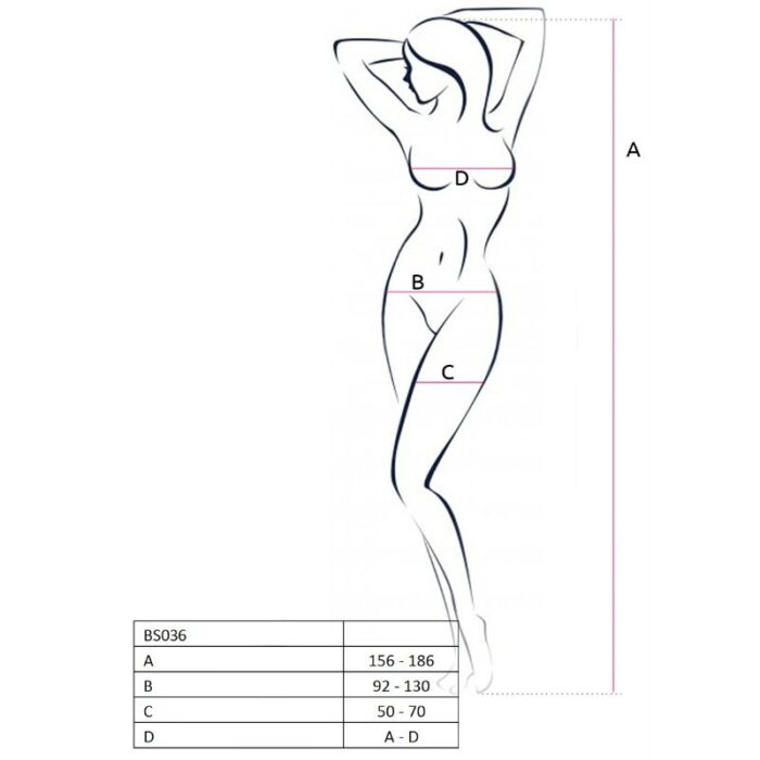 PASSION - WOMAN BS036 BODYSTOCKING BLANCO TALLA ÚNICA - CandyHot - Foto 2