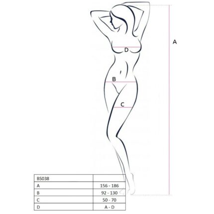 PASSION - WOMAN BS038 BODYSTOCKING BLANCO TALLA ÚNICA - CandyHot - Foto 2
