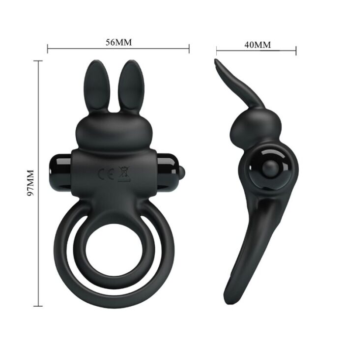 PRETTY LOVE - ANILLO VIBRADOR III CONEJO PARA PENE NEGRO - CandyHot - Foto 6