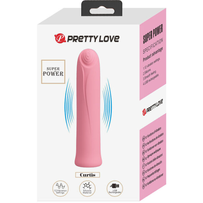 PRETTY LOVE - CURTIS MINI VIBRADOR SUPER POWER 12 VIBRACIONES SILICONA ROSA - CandyHot - Foto 6