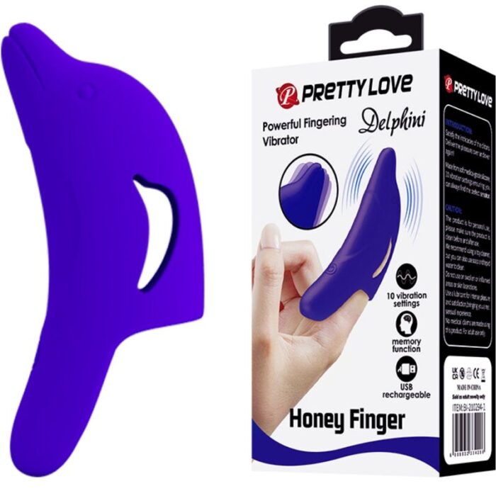 PRETTY LOVE - DELPHINI PODEROSO ESTIMULADOR DE DEDO AZUL OSCURO - CandyHot - Foto 1