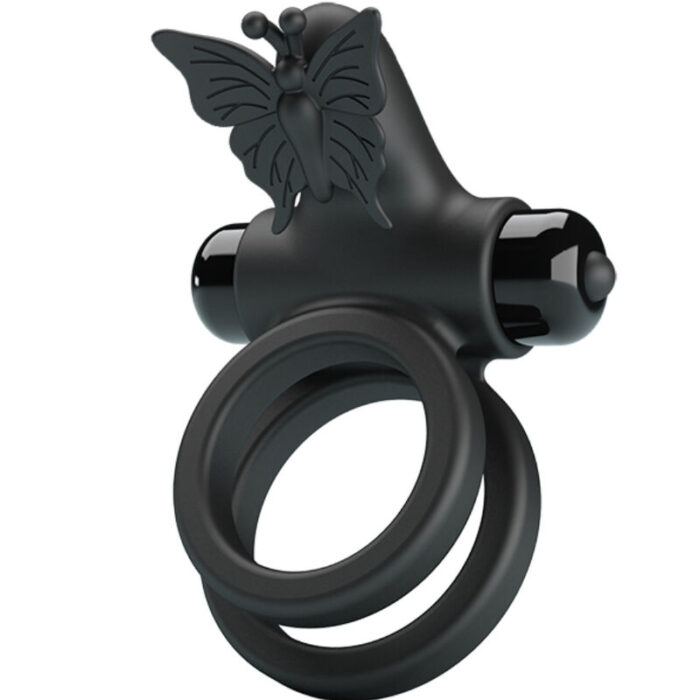 PRETTY LOVE - DOBLE ANILLO VIBRADOR CON ESTIMULADOR NEGRO - CandyHot - Foto 2