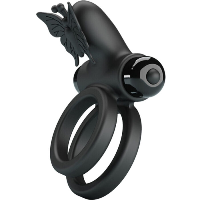 PRETTY LOVE - DOBLE ANILLO VIBRADOR CON ESTIMULADOR NEGRO - CandyHot - Foto 5