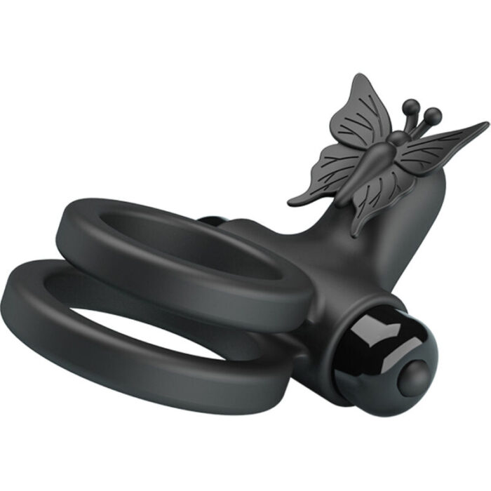 PRETTY LOVE - DOBLE ANILLO VIBRADOR CON ESTIMULADOR NEGRO - CandyHot - Foto 6