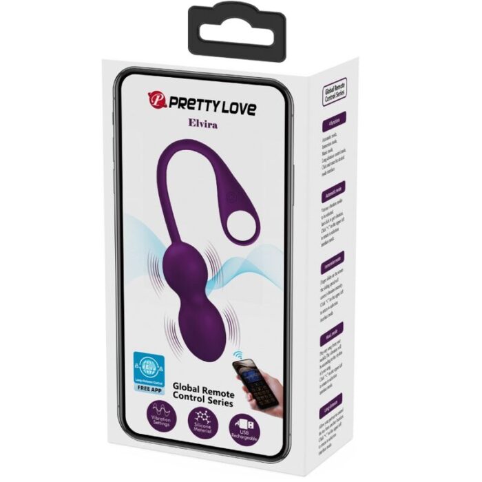 PRETTY LOVE - ELVIRA KEGEL BALLS APP CONTROL REMOTO MORADO - CandyHot - Foto 6
