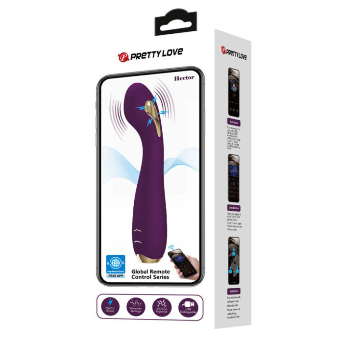 PRETTY LOVE - HECTOR VIBRADOR ELECTROSHOCK POR CONTROL POR APP LILA - CandyHot - Foto 6