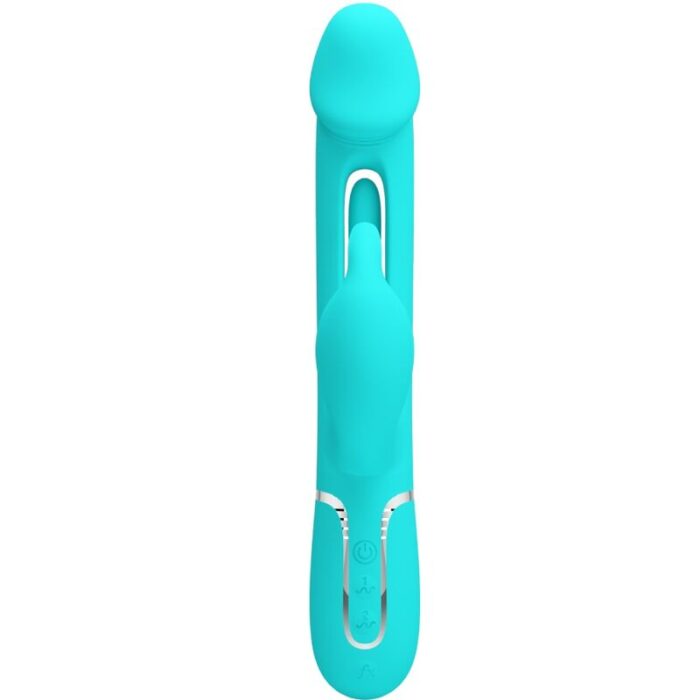 PRETTY LOVE - KAMPAS VIBRADOR RABBIT 3 EN 1 MULTIFUNCIÓN CON LENGUA VERDE AGUA - CandyHot - Foto 2