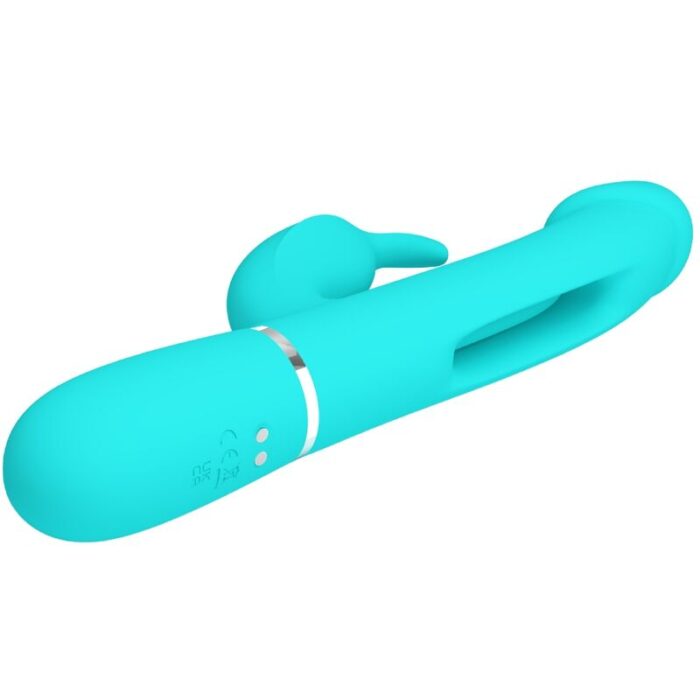 PRETTY LOVE - KAMPAS VIBRADOR RABBIT 3 EN 1 MULTIFUNCIÓN CON LENGUA VERDE AGUA - CandyHot - Foto 4