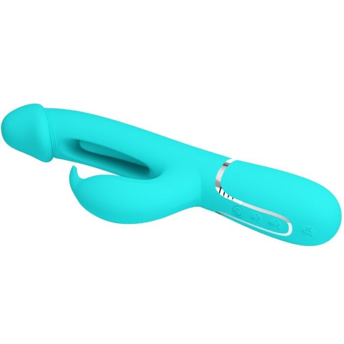 PRETTY LOVE - KAMPAS VIBRADOR RABBIT 3 EN 1 MULTIFUNCIÓN CON LENGUA VERDE AGUA - CandyHot - Foto 5