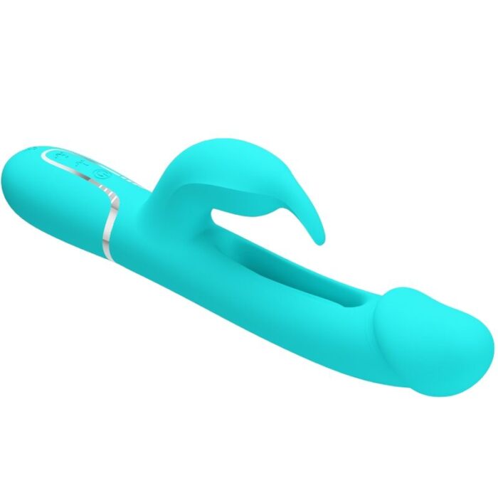 PRETTY LOVE - KAMPAS VIBRADOR RABBIT 3 EN 1 MULTIFUNCIÓN CON LENGUA VERDE AGUA - CandyHot - Foto 6