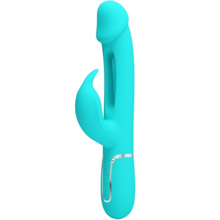 PRETTY LOVE - KAMPAS VIBRADOR RABBIT 3 EN 1 MULTIFUNCIÓN CON LENGUA VERDE AGUA - CandyHot - Foto 1