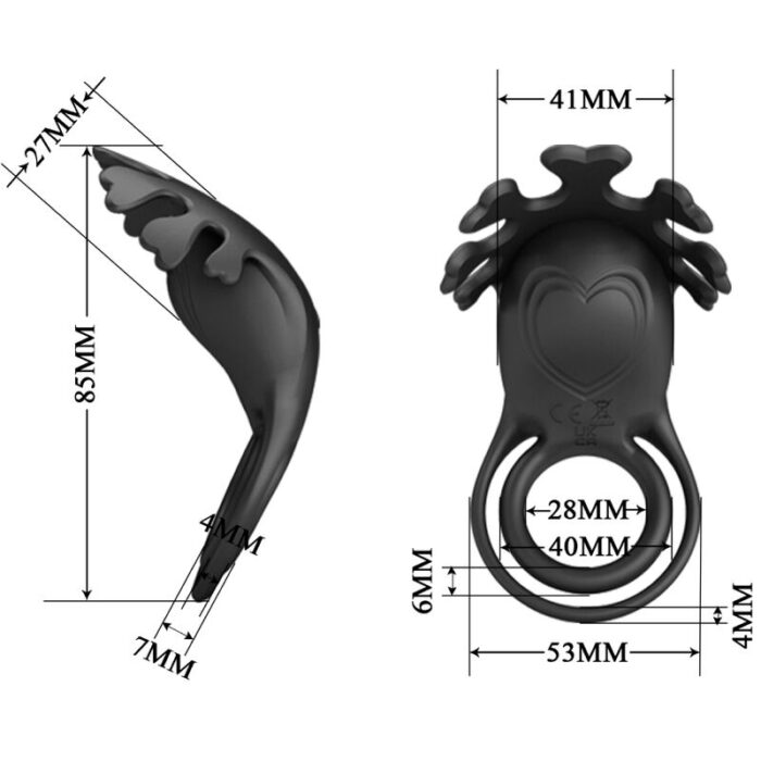 PRETTY LOVE - RUBEN ANILLO VIBRADOR 7 VIBRACIONES SILICONA NEGRO - CandyHot - Foto 6