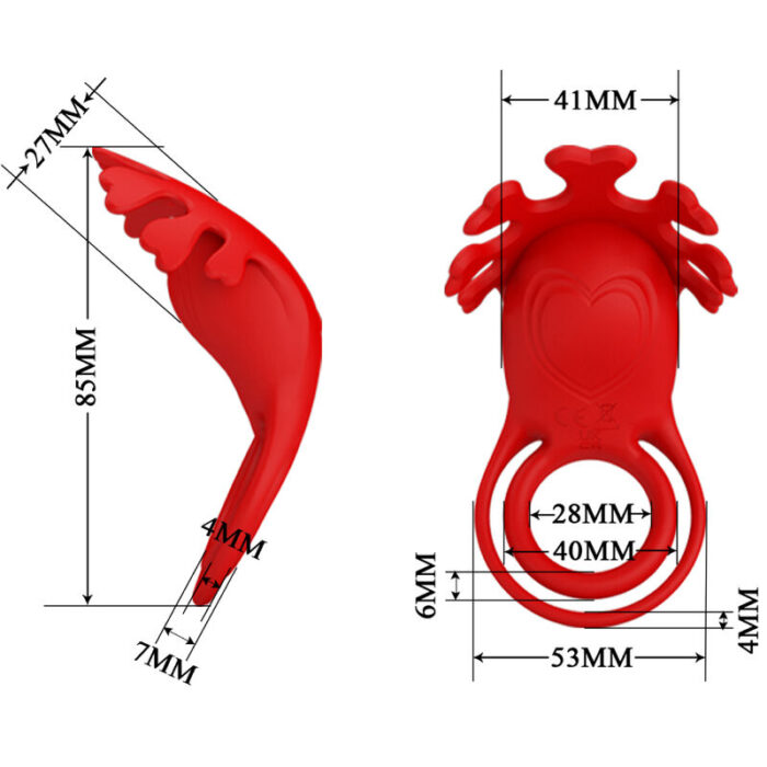 PRETTY LOVE - RUBEN ANILLO VIBRADOR 7 VIBRACIONES SILICONA ROJO - CandyHot - Foto 6