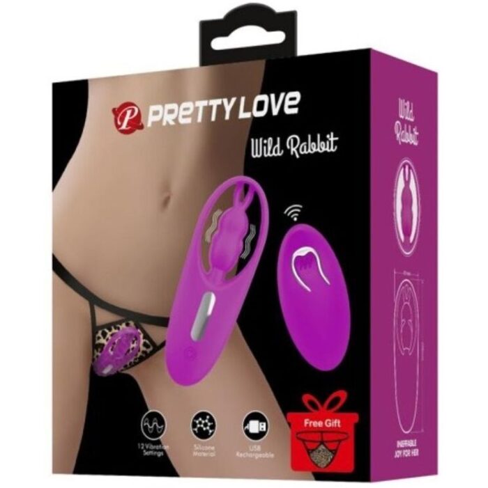 PRETTY LOVE - WILD RABBIT ESTIMULADOR PARA BRAGUITA CON CONTROL REMOTO LILA - CandyHot - Foto 1