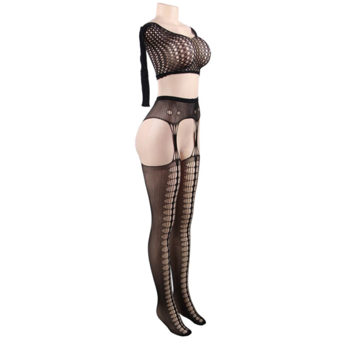 QUEEN LINGERIE - BODYSTOCKING TOP MANGA LARGA S/L - CandyHot - Foto 5