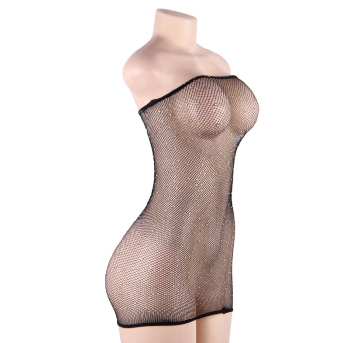 QUEEN LINGERIE - VESTIDO CUERPO DE RED CON BRILLANTES S/L - CandyHot - Foto 4