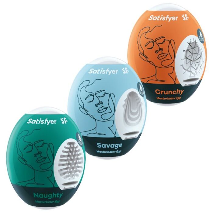 SATISFYER - 3 HUEVOS MASTURBADORES NAUGHTY