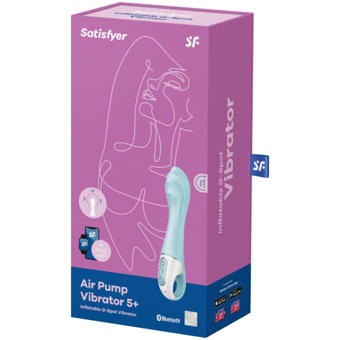 SATISFYER - AIR PUMP VIBRATOR 5+ VIBRADOR PUNTO G INFLABLE APP AZUL - CandyHot - Foto 4