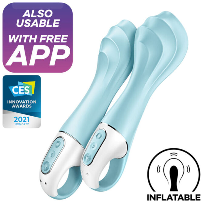 SATISFYER - AIR PUMP VIBRATOR 5+ VIBRADOR PUNTO G INFLABLE APP AZUL - CandyHot - Foto 1