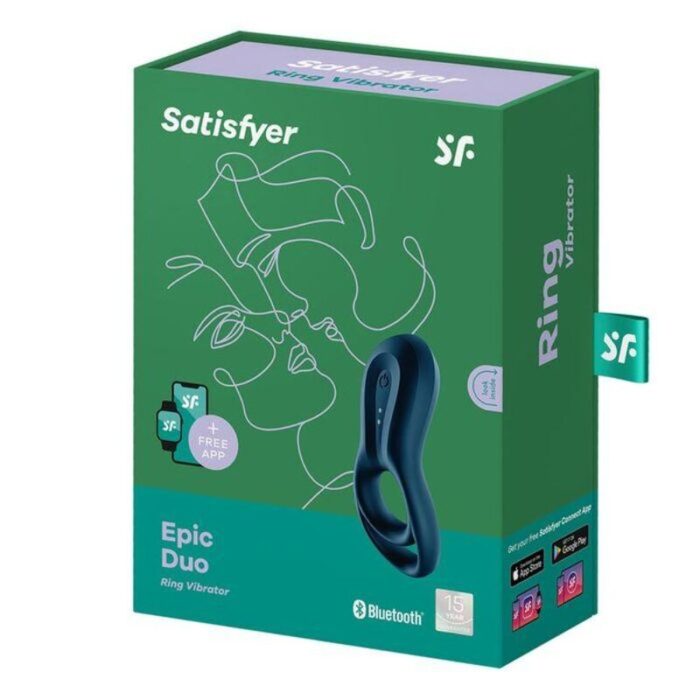 SATISFYER - EPIC DUO ANILLO VIBRADOR APP AZUL - CandyHot - Foto 3