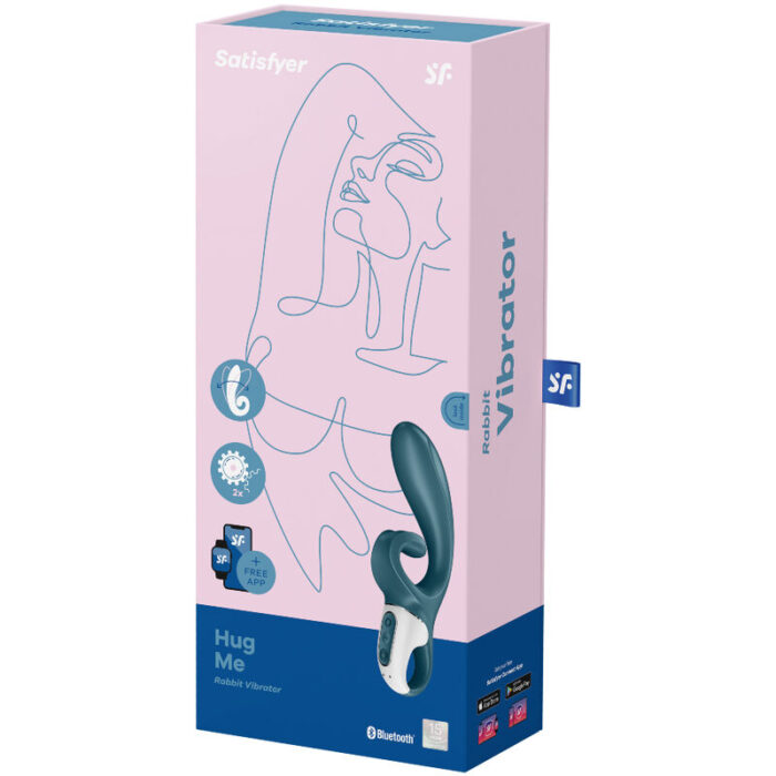 SATISFYER - HUG ME VIBRADOR RABBIT APP AZUL - CandyHot - Foto 4
