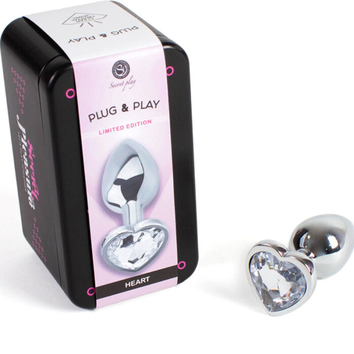 SECRETPLAY - METAL BUTT PLUG CORAZÓN TRANSPARENTE TALLA S 7 CM - CandyHot - Foto 2