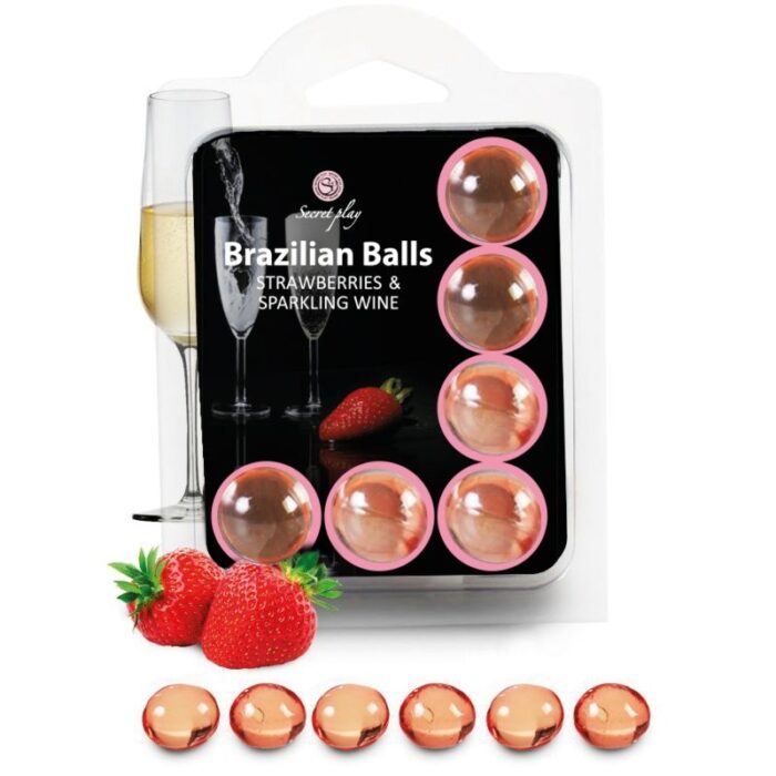 SECRETPLAY - SET 6 BRAZILIANS BALLS FRESAS CON CAVA - CandyHot - Foto 1