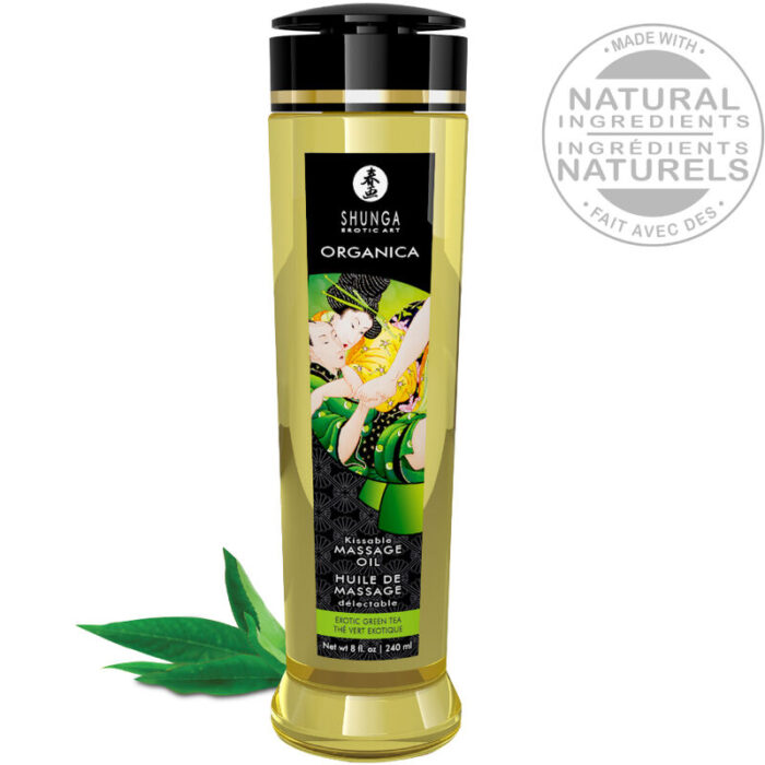 SHUNGA - ACEITE DE MASAJE ORGANICO TE VERDE 240 ML - CandyHot - Foto 1