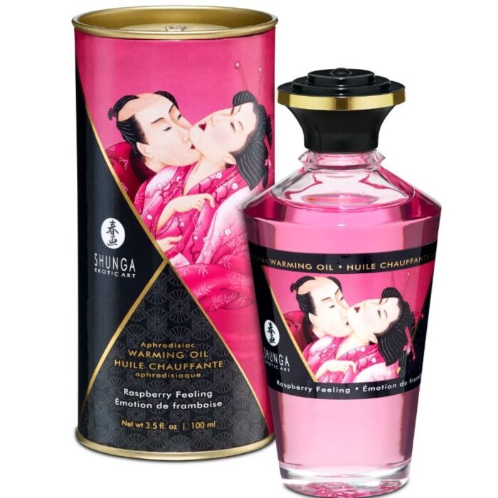 SHUNGA - ACEITE MASAJE EFECTO CALOR SABOR INTENSO FRAMBUESA 100 ML - CandyHot - Foto 1