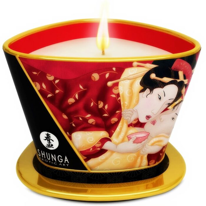 SHUNGA - MINI CARESS BY CANDELIGHT VELA MASAJE FRESAS Y CAVA 170 ML - CandyHot - Foto 1