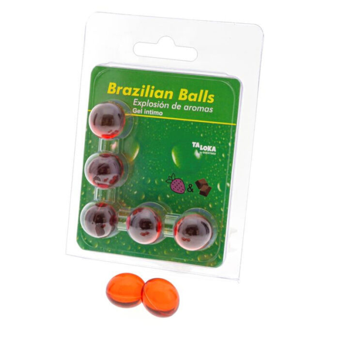TALOKA - BRAZILIAN BALLS GEL ÍNTIMO FRESA & CHOCOLATE 5 BOLAS - CandyHot - Foto 1