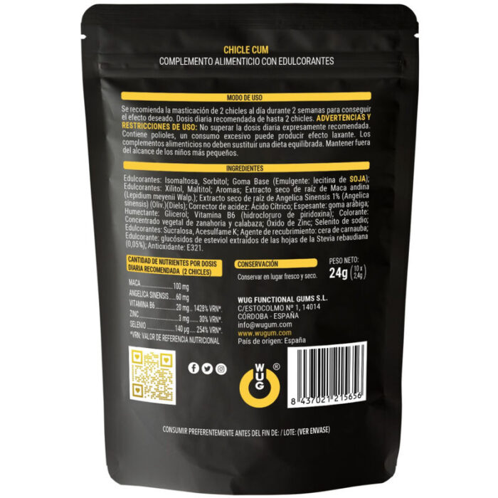 WUG SEX SENSE - CUM CHICLE AUMENTADOR DE EYACULACIÓN & SABOR A PLÁTANO DEL SEMEN 10 UNIDADES - CandyHot - Foto 2