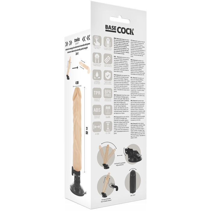 BASECOCK - VIBRADOR REALÍSTICO CONTROL REMOTO NATURAL 21 CM -O- 4 CM - CandyHot - Foto 5