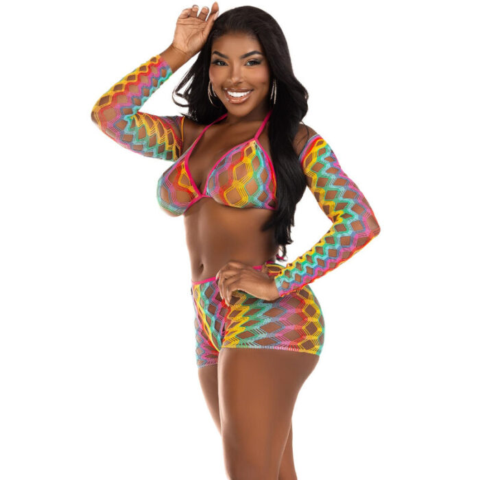 LEG AVENUE - SET TRES PIEZAS MULTICOLOR - CandyHot - Foto 3