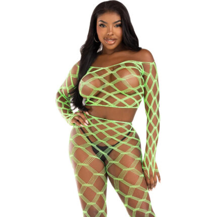 LEG AVENUE - TOP & LEGGINS HARDCORE VERDE - CandyHot - Foto 1