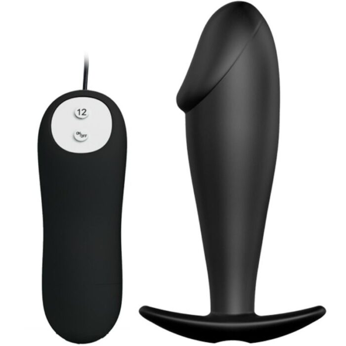 PRETTY LOVE - PLUG ANAL SILICONA FORMA PENE Y 12 MODOS VIBRACIÓN NEGRO - CandyHot - Foto 1