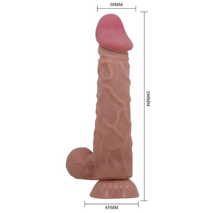 PRETTY LOVE - SLIDING SKIN SERIES DILDO REALÍSTICO CON VENTOSA PIEL DESLIZANTE MORENO 24 CM - CandyHot - Foto 5