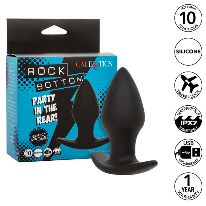 CALEXOTICS - ROCK BOTTOM PERFECT PLUG ANAL 10 VIBRACIONES SILICONA NEGRO - CandyHot - Foto 1
