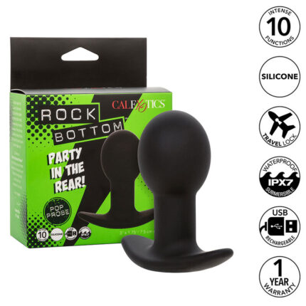 CALEXOTICS - ROCK BOTTOM PLUG ANAL 10 VIBRACIONES SILICONA NEGRO - CandyHot - Foto 1