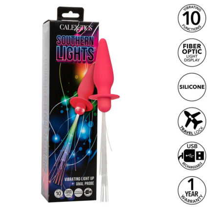 CALEXOTICS - SOUTHERN LIGHTS LIGHT UP PLUG ANAL CON LUCES 10 VIBRACIONES SILICONA ROSA - CandyHot - Foto 1